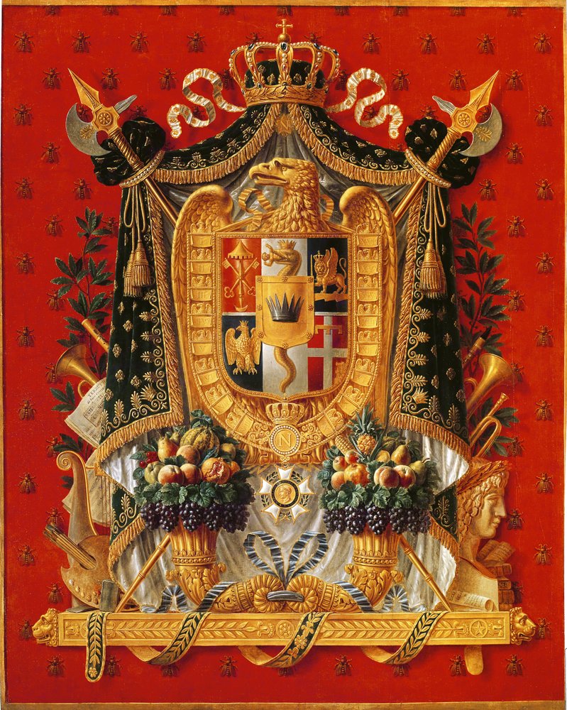 絵画　タペストリー　名画　イタリア　ヨーロッパ イタリアの紋章、タペストリーのデザイン、1808